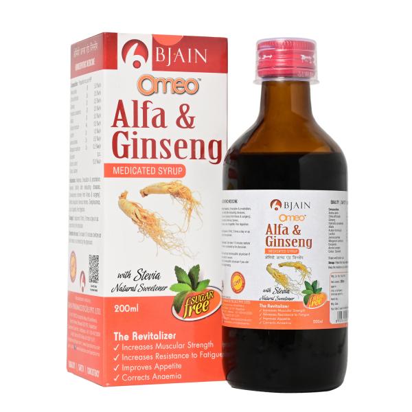Netmeds | Bjain Omeo Alfa Ginseng Sugar Free Syrup 200 ml