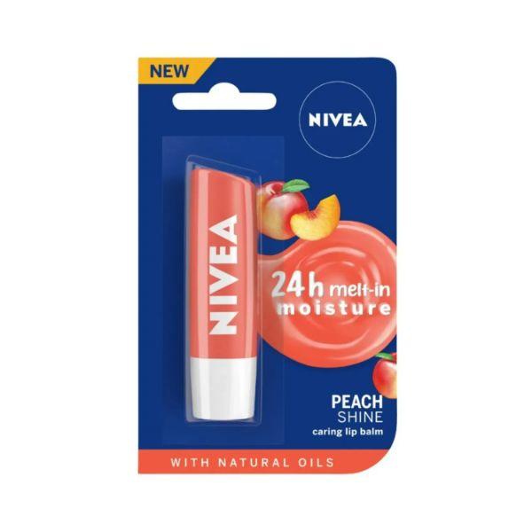 Netmeds | Nivea Peach Shine Caring Lip Balm with Natural Oils 4.8gm