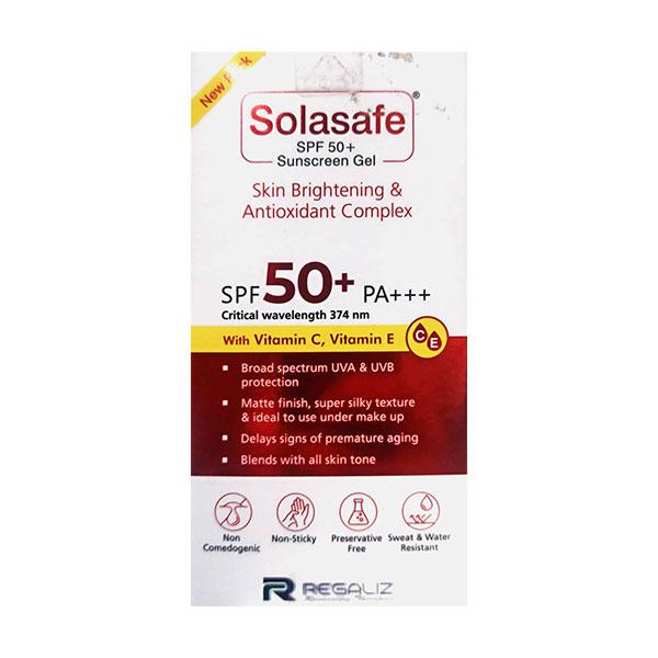 Netmeds | SOLASAFE SPF 50+ PA+++ WITH VITAMIN C,E SKIN BRIGHTENING & ANTIOXIDANT COMPLEX Sunscreen Gel 50g