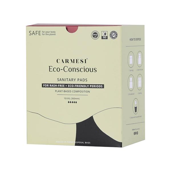 Netmeds | Carmesi Eco-Conscious Sanitary Pads (XXl) Rash-Free Eco-Friendly Periods - with Disposal Bags 10's