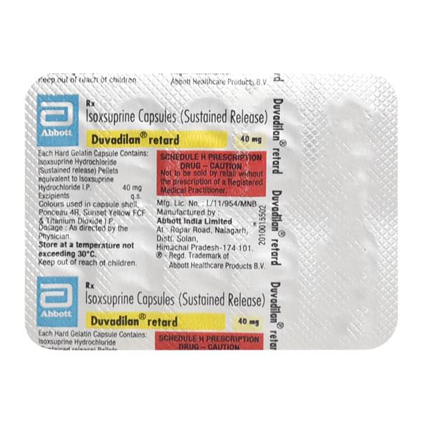 Netmeds | Duvadilan Retard 40mg Capsule 10'S