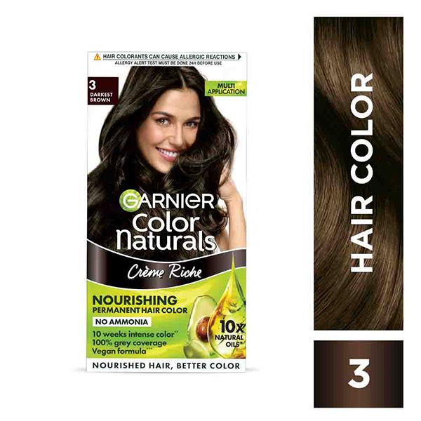 Netmeds | Garnier Color Naturals Creme Riche - 3 Darkest Brown (70 ml + 60 gm)