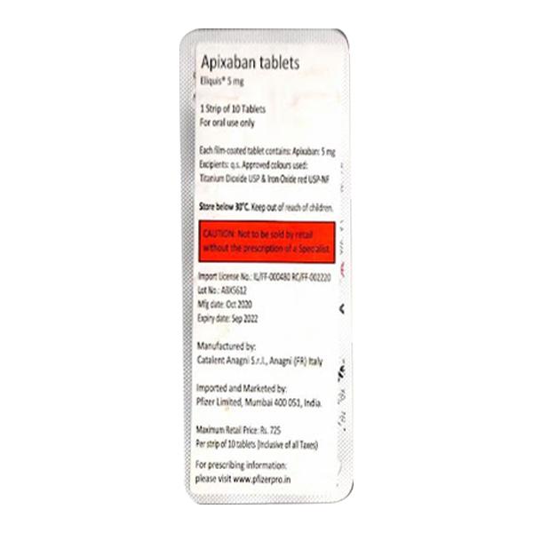 Netmeds | Eliquis 5mg Tablet 10'S