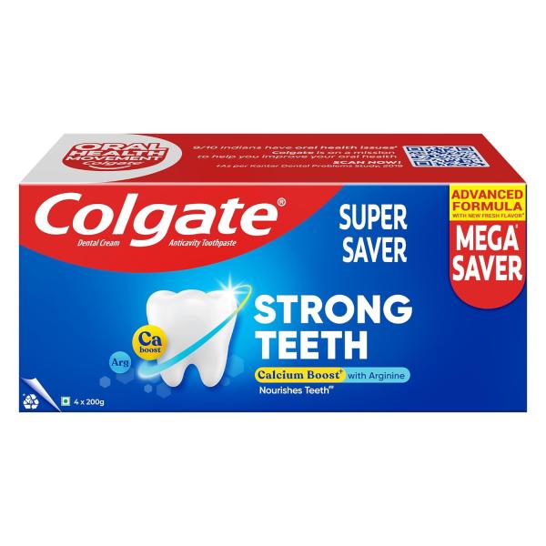 Netmeds | Colgate Strong Teeth Calcium Boost + With Arginine Toothpaste (Pack Of 4 x 200 g)