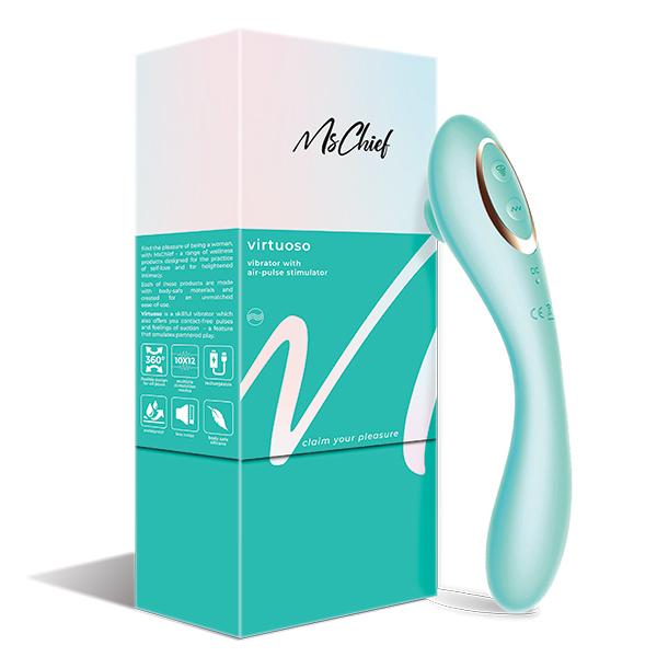 Netmeds | MsChief Virtuoso Vibrator With Air Pulse Stimulator - Turquoise 1's