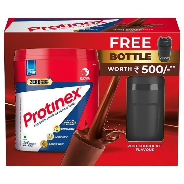Netmeds | Protinex Powder - Rich Chocolate Flavour 400 gm (Refill Pack) with Free Bottle Worth Rs 500