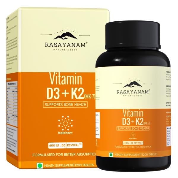 Netmeds | Rasayanam Vitamin D3 K2 (MK-7) Tablets 120's