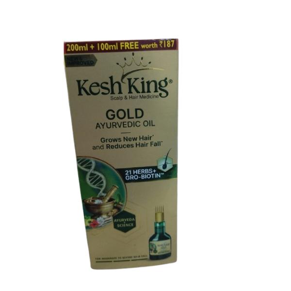 Netmeds | Kesh King Ayurvedic Scalp and Hair Medicine Gold Oil 300ml (200ml + Free 100ml)