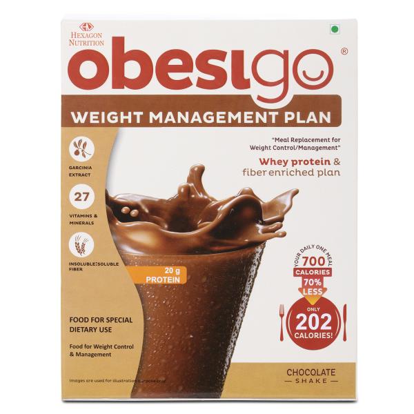 Netmeds | Obesigo Weight Management Plan Powder - Chocolate Shake (Pack of 7 x 50 g)