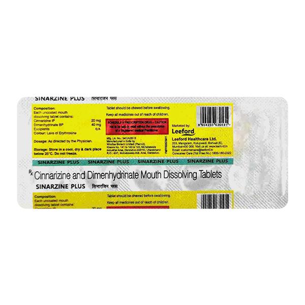 Netmeds | SINARZINE PLUS Tablet 10's