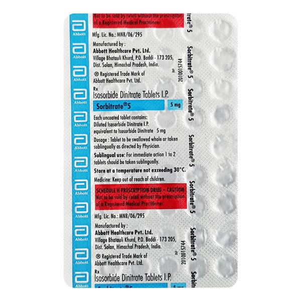 Netmeds | Sorbitrate 5mg Tablet 50'S