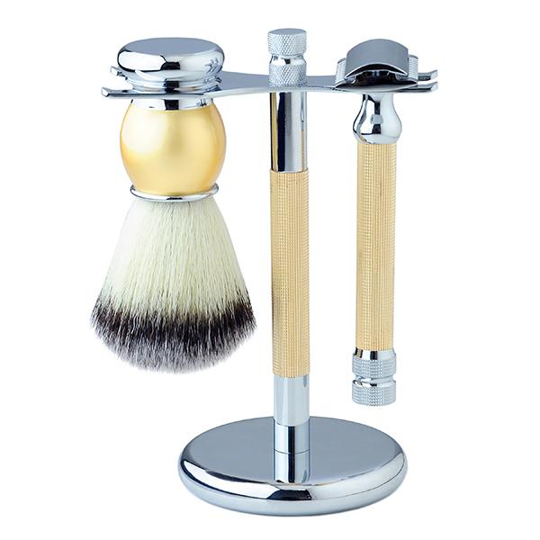 Netmeds | Pearl Shaving Set with Double Edge Razor - Gold