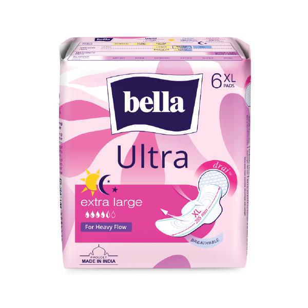 Netmeds | Bella Ultra Thin Wings Sanitary Pads for Heavy Flow (XL) 6's
