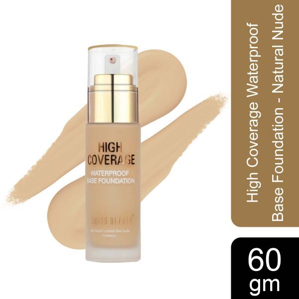 Netmeds | Swiss Beauty High Coverage Waterproof Base Foundation - (Natural Nude) 55 gm