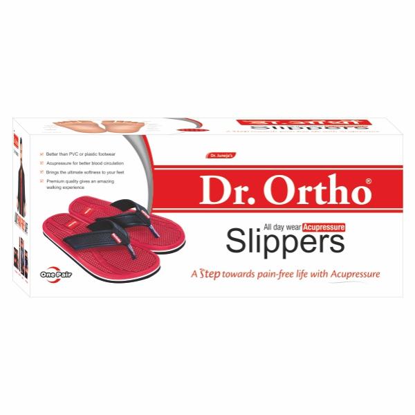 Netmeds | Dr. Ortho Acupressure Slippers Pair - Red UK 6