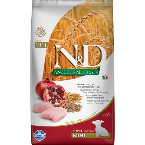 Netmeds | Farmina N&D Ancestral Grain Dog Food - Chicken, Spelt, Oats & Pomegranate (Puppy Mini) 2.5 kg