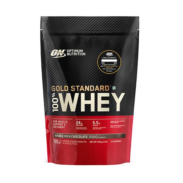 Netmeds | Optimum Nutrition (ON) 100% Whey Gold Standard Powder - Double Rich Chocolate 1 lb