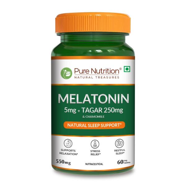 Netmeds | Pure Nutrition Melatonin Natural Sleep Support Veg Tablet 60's