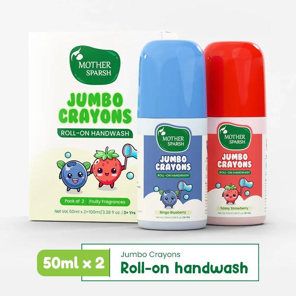 Netmeds | Mother Sparsh Mother Sparsh Jumbo Crayons Roll-on handwash (Pack Of 2 x 50ml) 1's