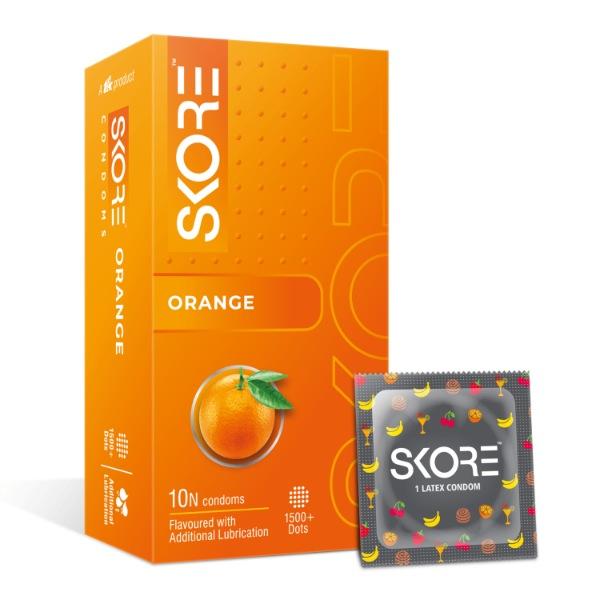 Netmeds | Skore 1500+ Raised Dots Condoms - Orange 10's