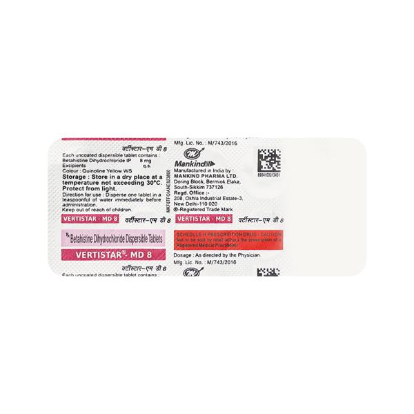 Netmeds | Vertistar MD 8mg Tablet 10'S