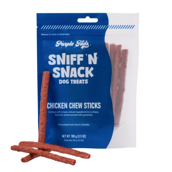 Netmeds | Purple Tails Sniff N Snack Dog Treats Chicken Chew Sticks 100 g