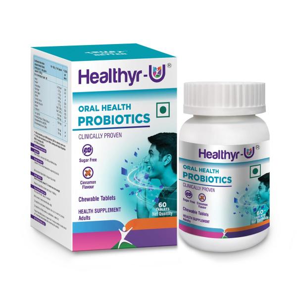 Netmeds | Healthyr-U Oral Health Sugar Free Cinnamon Flavour Probiotic Chewable Tablet 60's