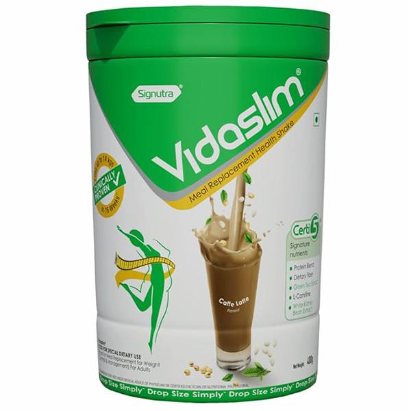 Netmeds | Vidaslim High Protein Meal Replacement for Weight Management Powder Jar - Caffe Latte Flavour 400 g