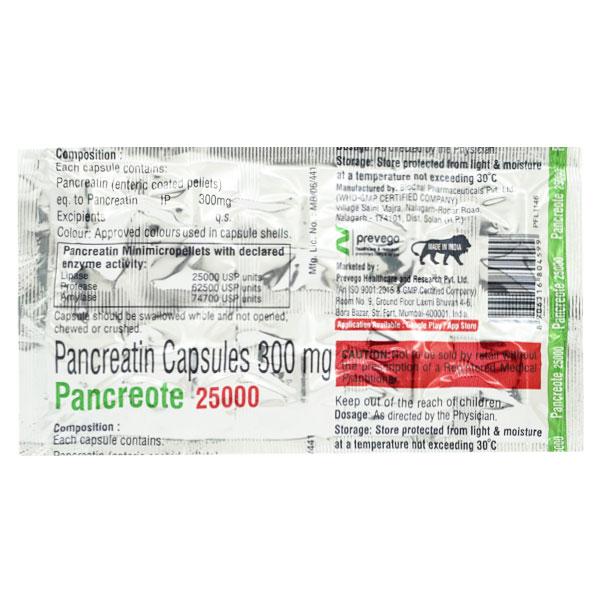 Netmeds | PANCREOTE 25000 Capsule 10's
