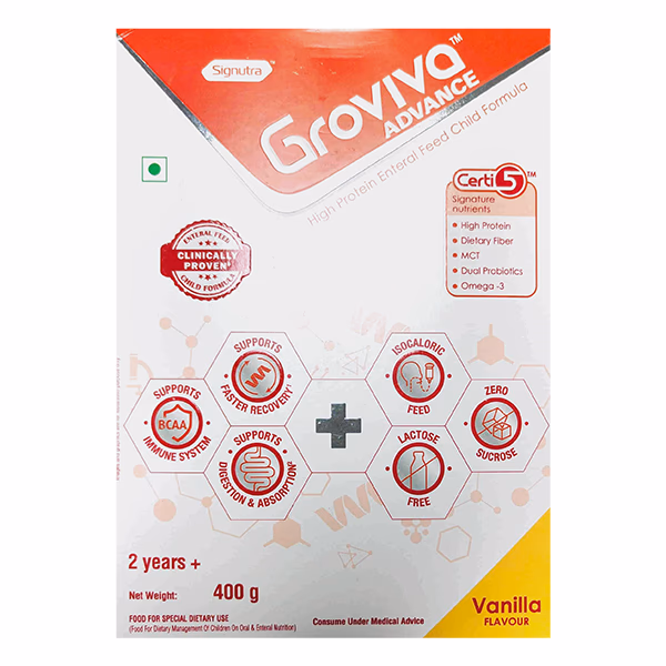 Netmeds | Groviva Advance Age 2+ Powder Refill - Vanilla Flavour 400 g