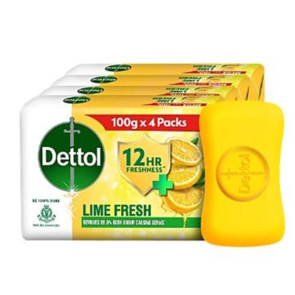 Netmeds | Dettol Soap - Lime Fresh (Pack Of 4 X 100 g)