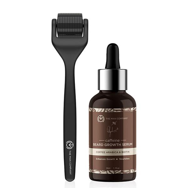 Netmeds | The Man Company Beard Booster Duo - Derma Roller + Caffeine Beard Growth Serum 300 gm
