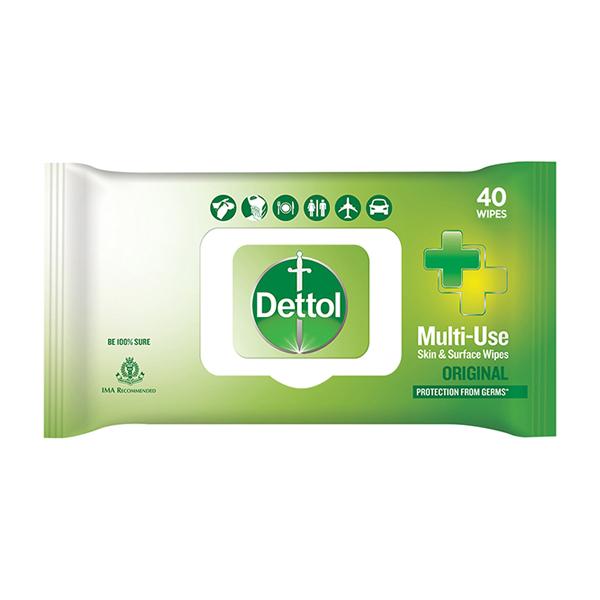 Netmeds | Dettol Multi-Use Skin & Surface Wipes - Original 40's