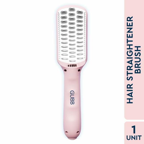 Netmeds | GUBB Hair Straightener Brush with Advanced Ionic Tenchnology - (GB-705Y) Pink 1's