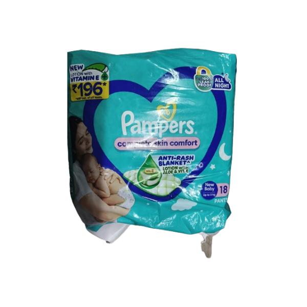 Netmeds | Pampers Complete Skin Comfort Anti Rash Blanket Pad New Born Diaper Pants 18's