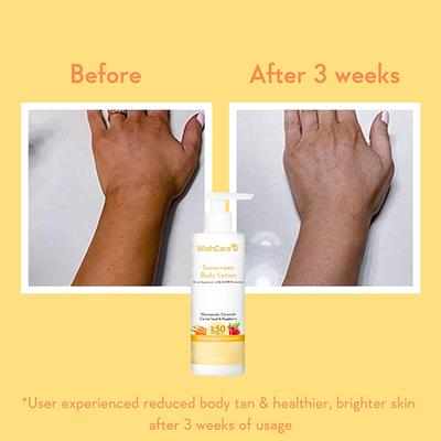 Wishcare Sunscreen Body Lotion SPF50 PA+++ - In Vivo Tested-UV Protection - No White Cast (200ml) - Body Sunscreen