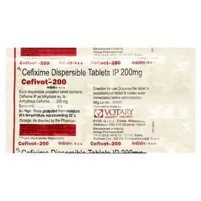 CEFIVOT 200 Dispersible tablet 10's - Bacterial Infections-Cep