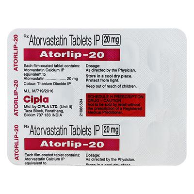Atorlip 20mg Tablet 15'S - High Cholesterol-Dys