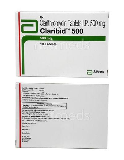 Claribid 500mg Tablet 10'S - Bacterial Infections-Mac