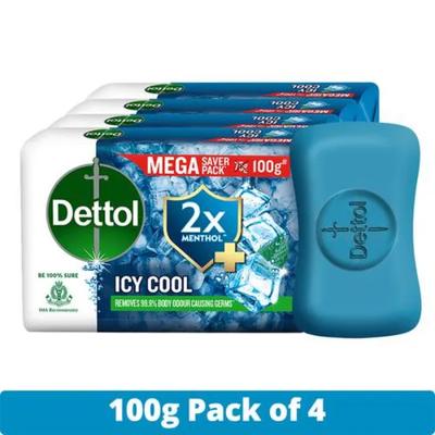 Dettol Soap - Icy Cool (Pack Of 4 x 100 g) - Soaps