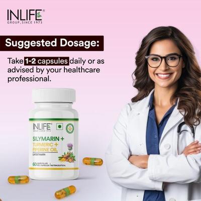 INLIFE Silymarin + Turmeric + Piperine Vegetarian Capsules 60's - Vital Health