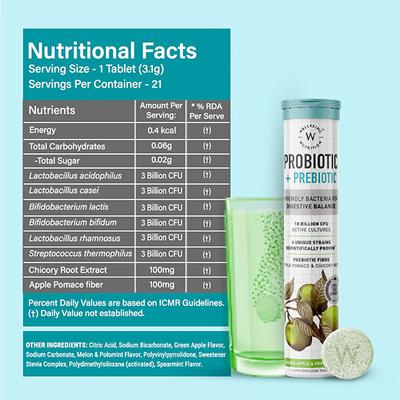 Wellbeing Nutrition Daily Probiotic + Prebiotic, 18 Billion CFU, 6 Strains Fiber for Digestion, Gut Health and Metabolism - Digestive Health