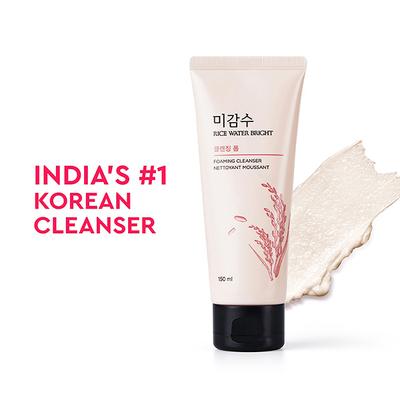 The Face Shop Rice Water Bright Foaming Cleanser- Best Korean Face Wash for Glowing Skin 150 ml - Face Wash & Cleansers