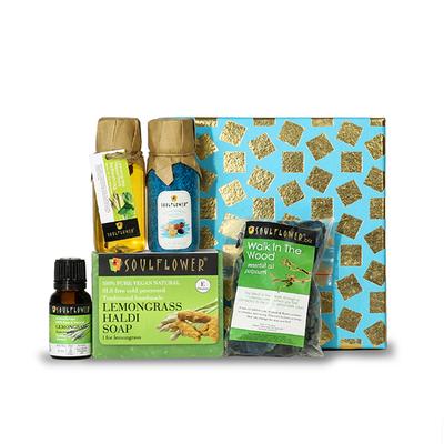 Soulflower Lemongrass Bath & Aroma Set 305gm - Bath Salts