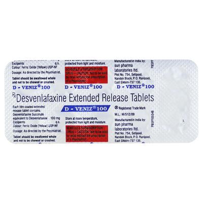 D Veniz 100mg Tablet 10'S - Depression-Ant