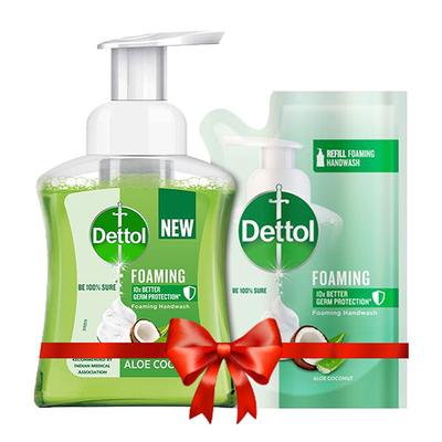 Dettol Foaming Handwash Combo - Aloe Coconut (Pump 250 ml + Refill 200 ml) - Hand Wash & Soaps