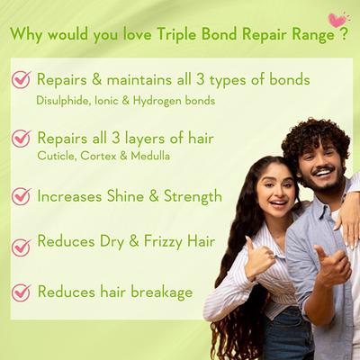 Wishcare Triple Bond Repair Booster Hair Serum for Dry & Frizzy Hair - Repairs Damaged Hair (100ml) - Hair Serums