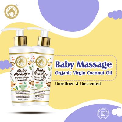 Mom & World Baby Massage Organic Virgin Coconut Oil 200 ml - Baby Skin Care