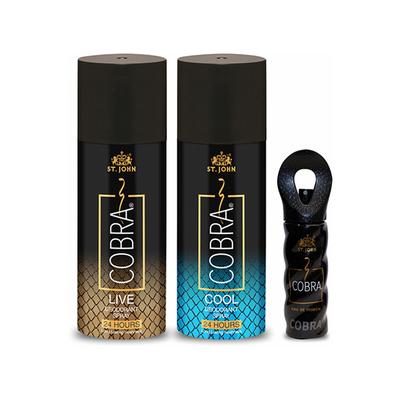 St. John Cobra Cool Limited Edition Deodorant Spray 150 ml + Live Limited Edition Deodorant Spray 150 ml + Cobra Eau De Parfum 15 ml 3's - Men Deodorants/Roll-Ons