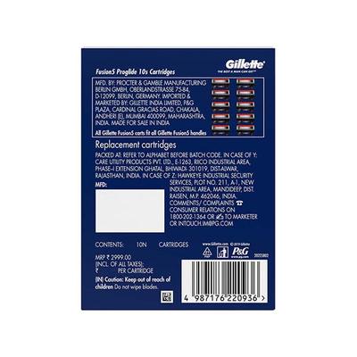 Gillette Fusion Proglide Blades for men - 10 count for Perfect Shave and Perfect Beard Shape with Styling Back Blade 116 gm - Razors & Cartridges